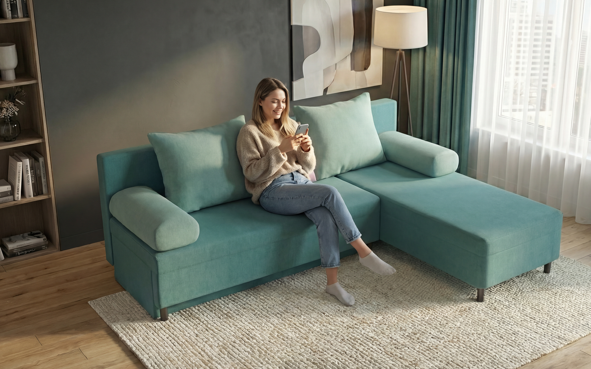 Coltar extensibil Dani M, turcoaz  5